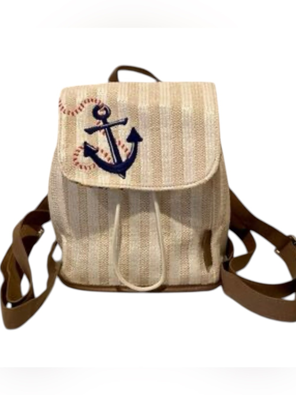 Vera Bradley Nautical Anchor Knit Mini Backpack Coastal Sailboat Print